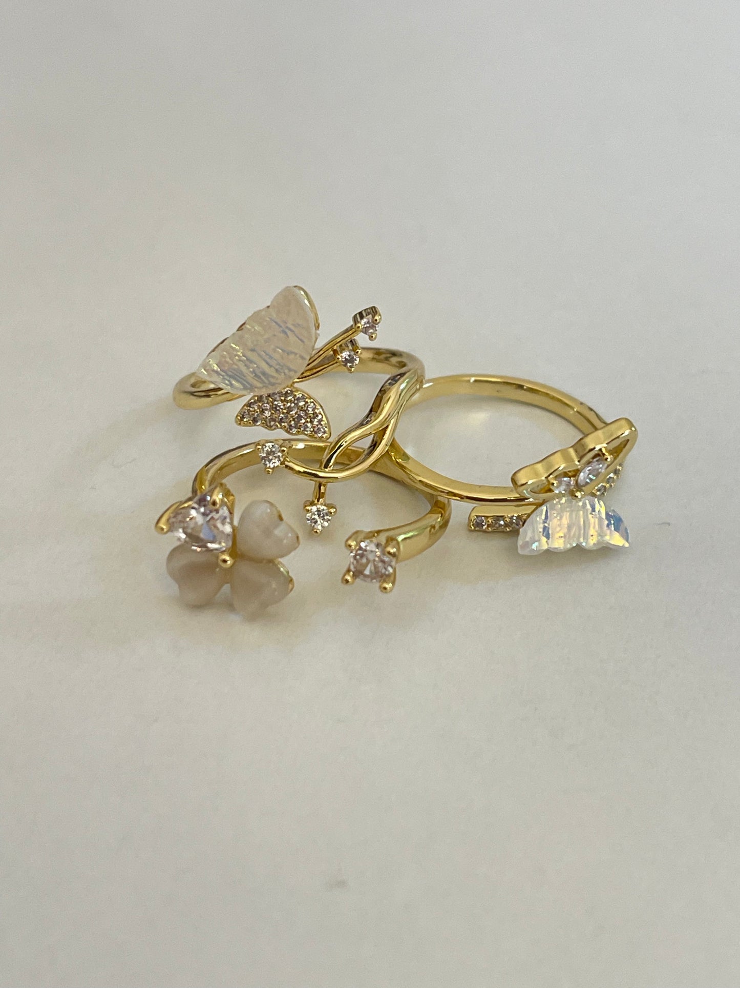 Crystal Butterfly Ring- Gold Plated