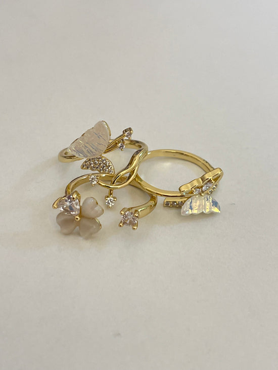 Crystal Butterfly Ring- Gold Plated