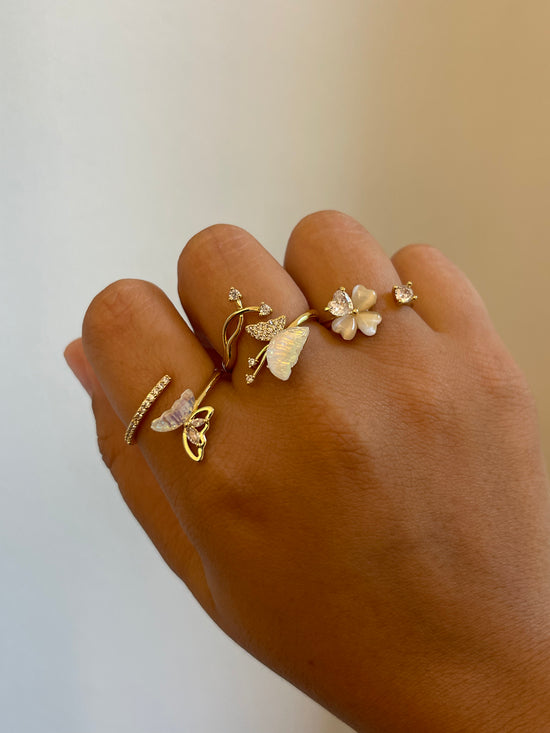 Crystal Butterfly Ring- Gold Plated