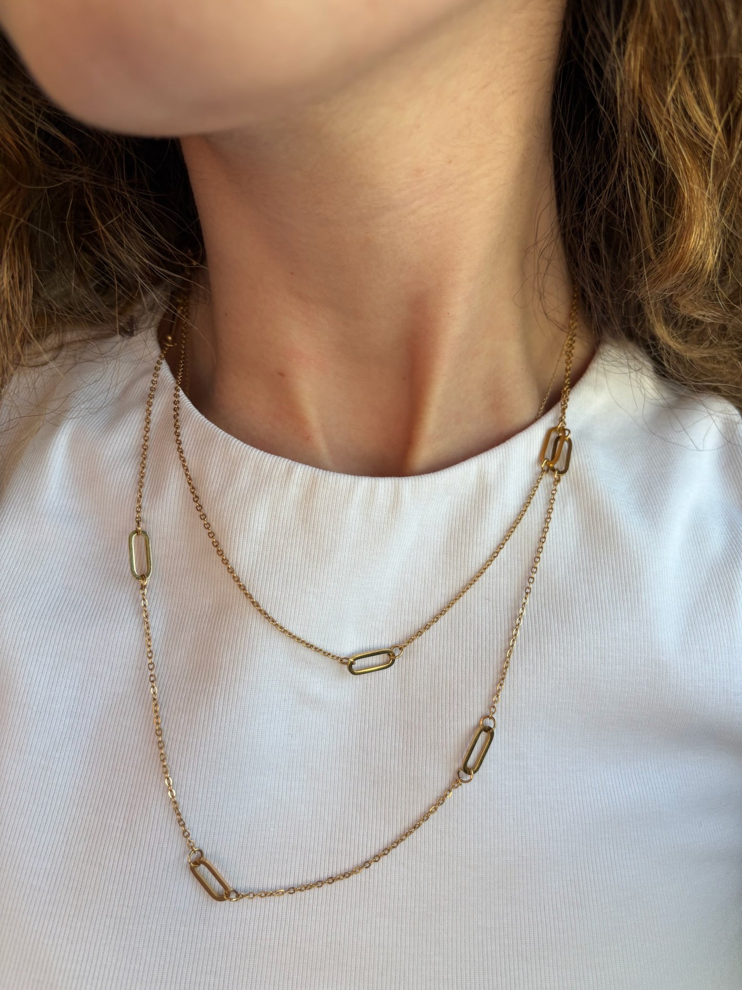 Layered Pin Necklace (Stainless Steel)