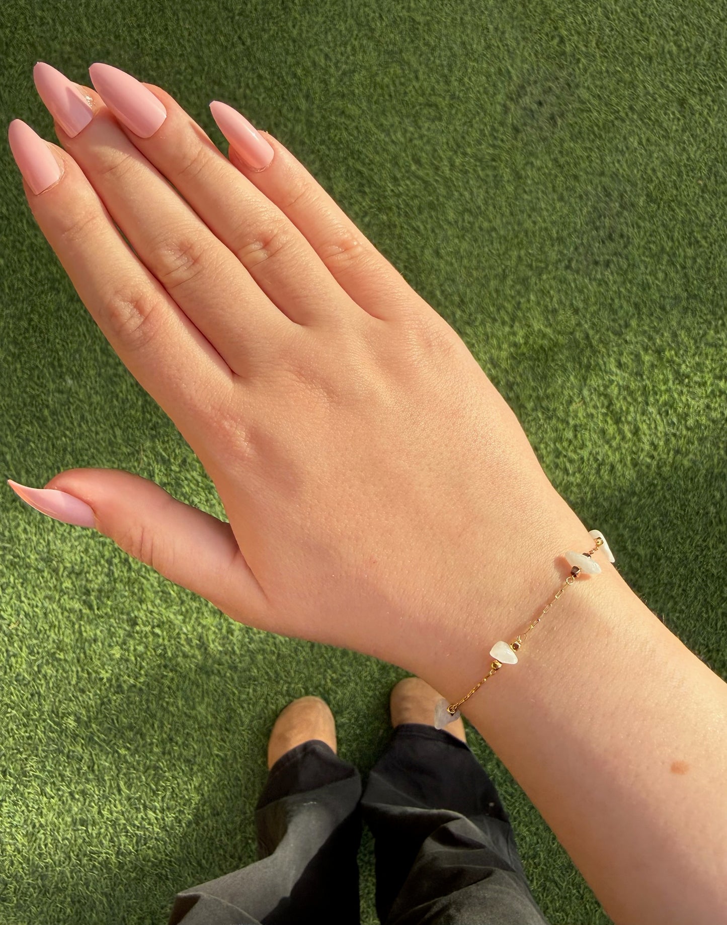 Dainty White Stones Bracelet (Gold Plated)