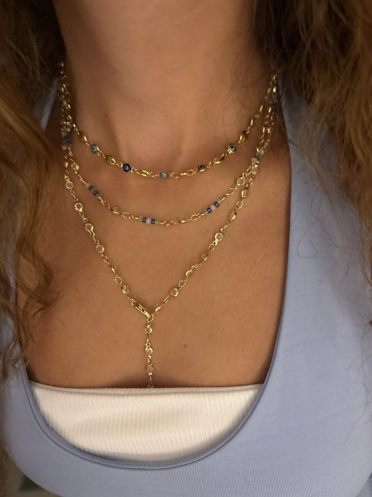 blue stone necklace - gold plated