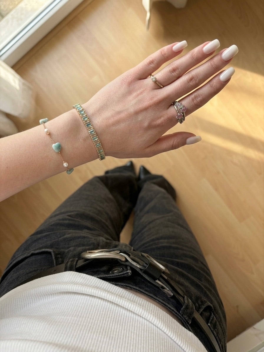 Blue Stone Crystal Bracelet- Gold Plated