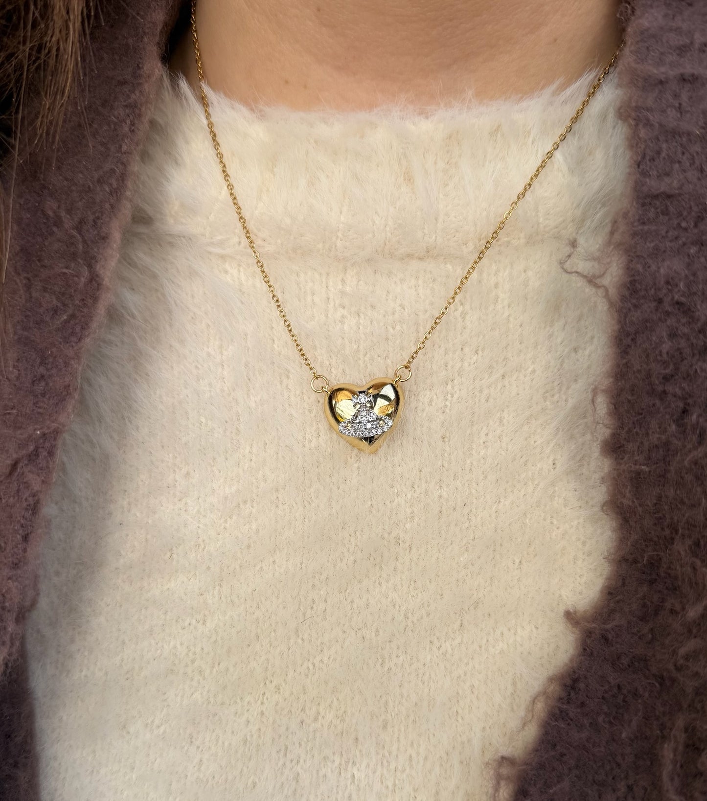 Saturn Heart Necklace- Stainless Steel