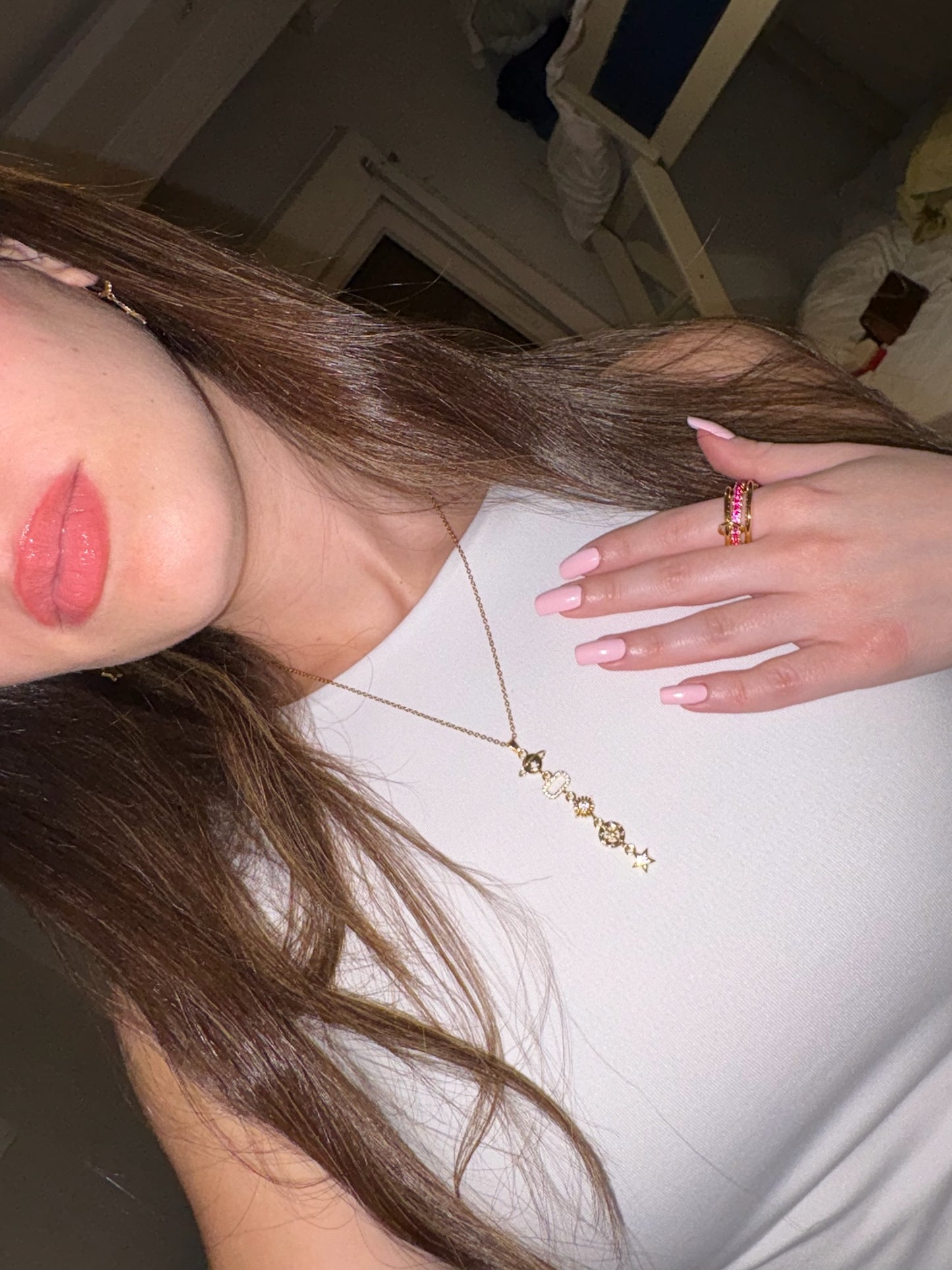 Saturn Drop Necklace- Gold Plated