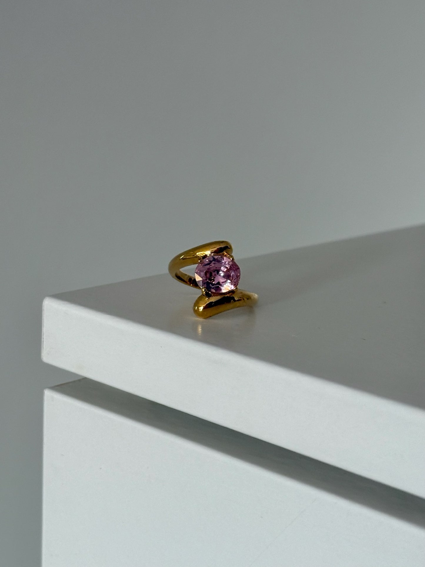 Pink Crystal Ring (Stainless Steel)