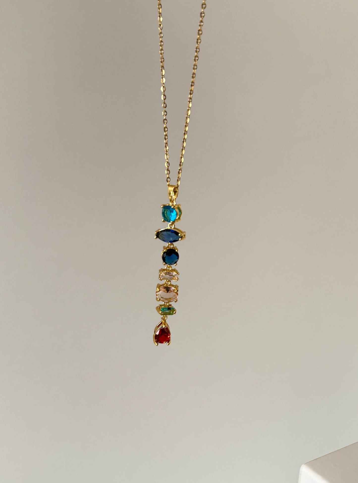 Rainbow Drop Necklace (Gold Plated)