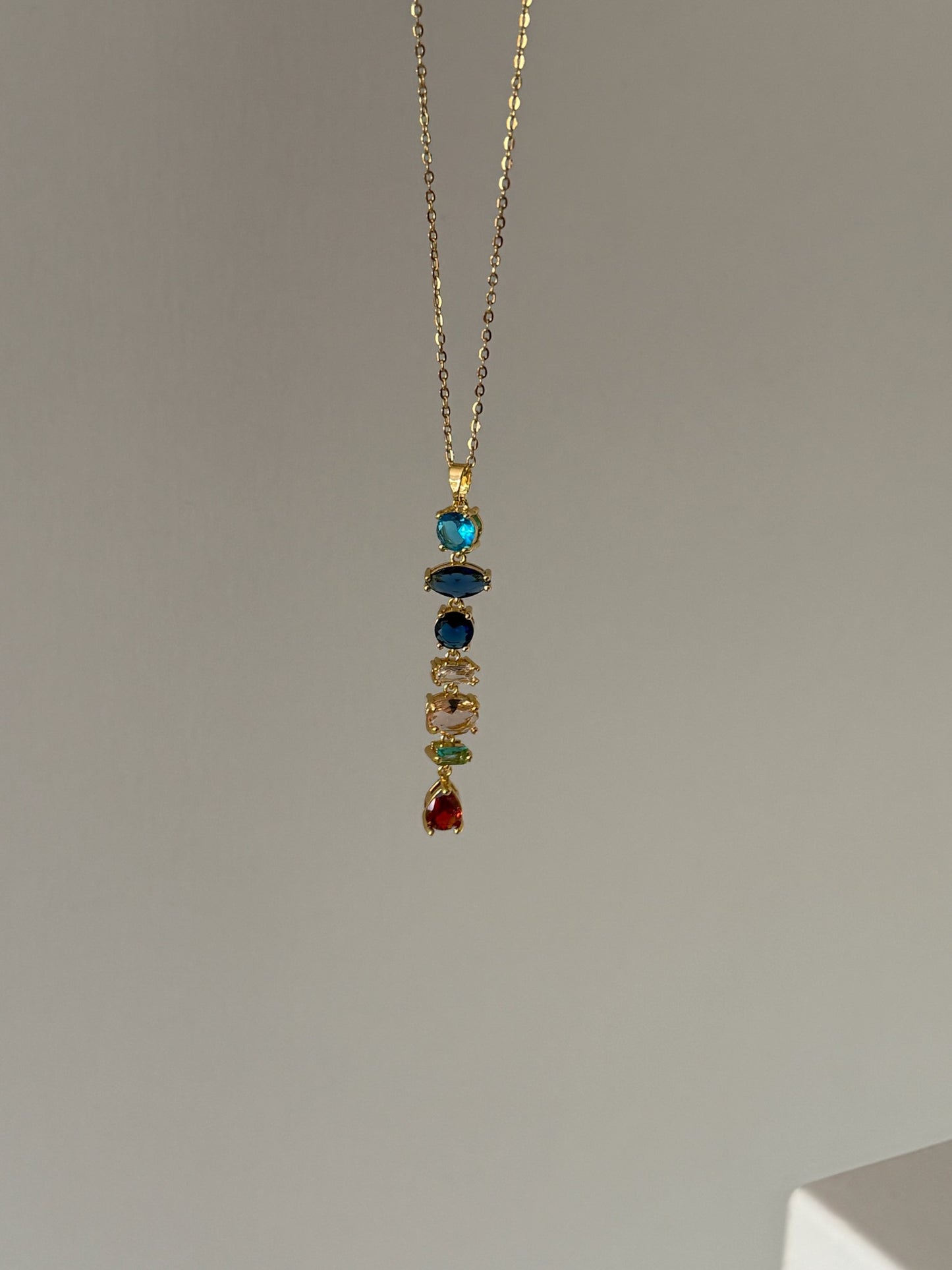 Rainbow Drop Necklace (Gold Plated)