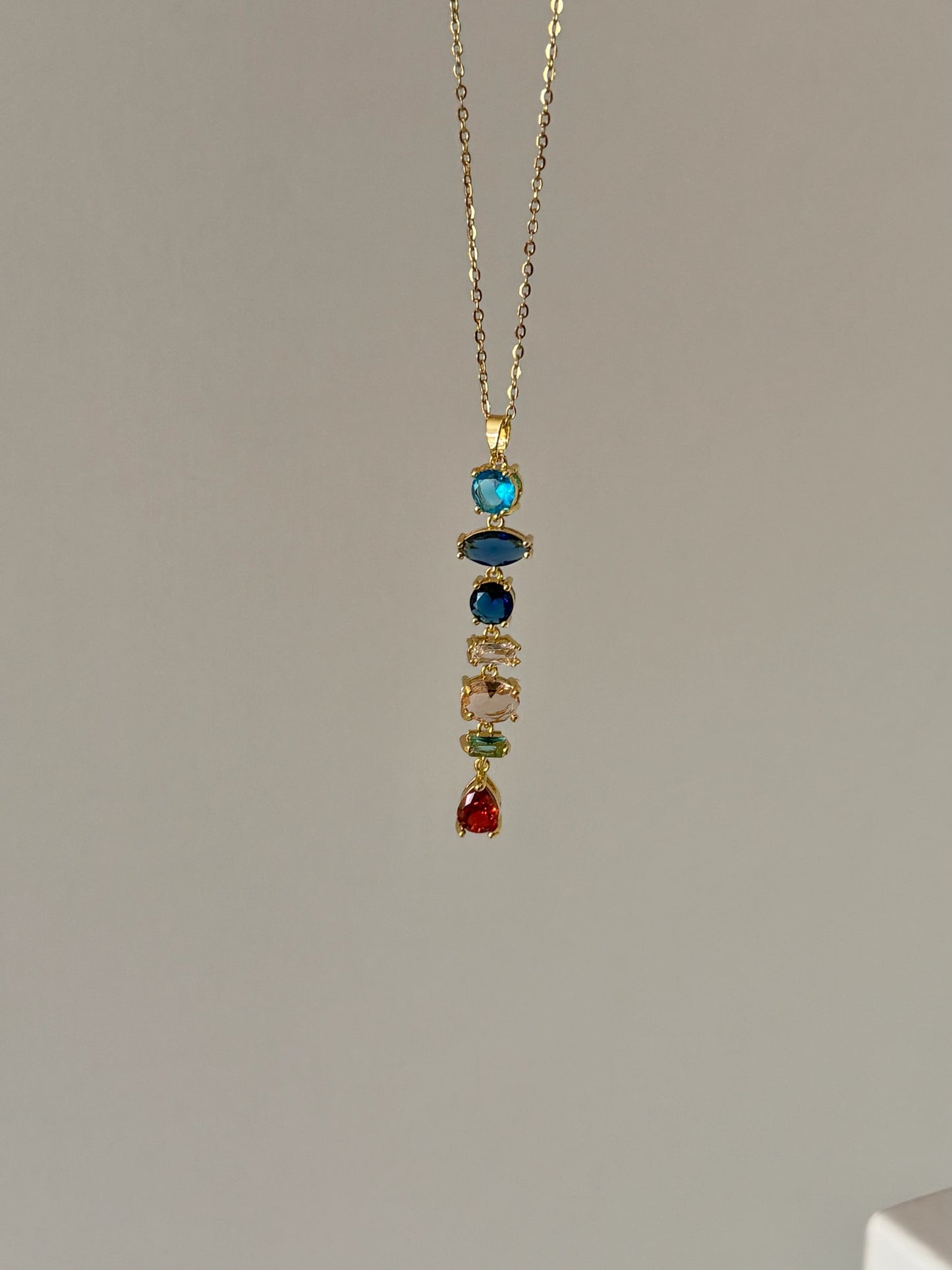 Rainbow Drop Necklace (Gold Plated)