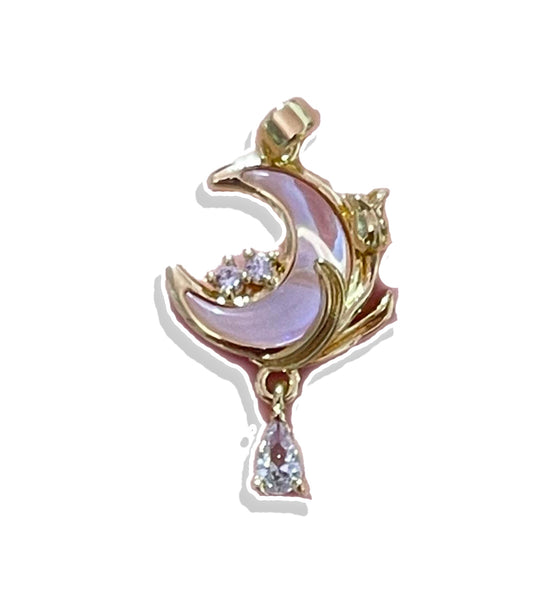 Crystal Moon- Gold Plated Charm