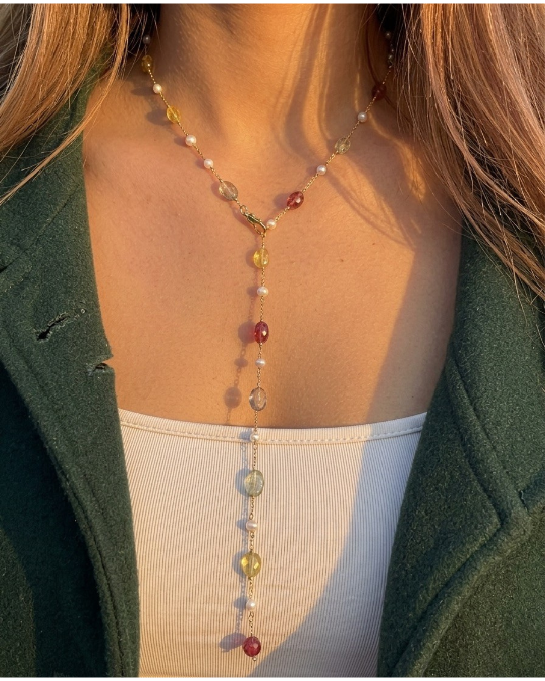 Colorful Stones Drop Necklace (Gold Plated + Limited Edition)