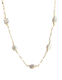 Pearl Chain Base- (Charm Base Necklace) Gold Plated