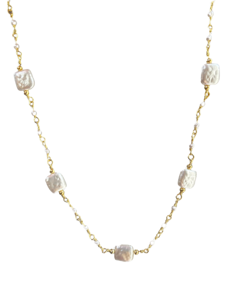 Pearl Chain Base- (Charm Base Necklace) Gold Plated
