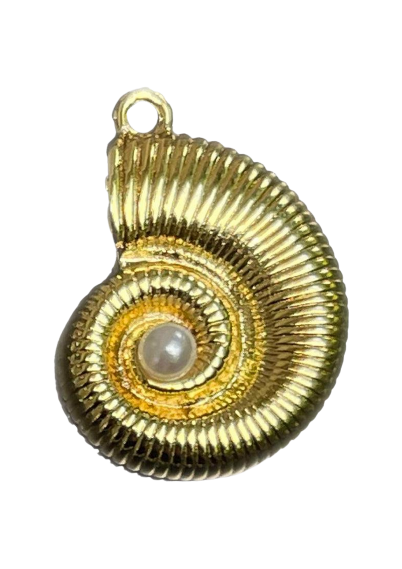 Seashell Pearl Charm- Gold Plated