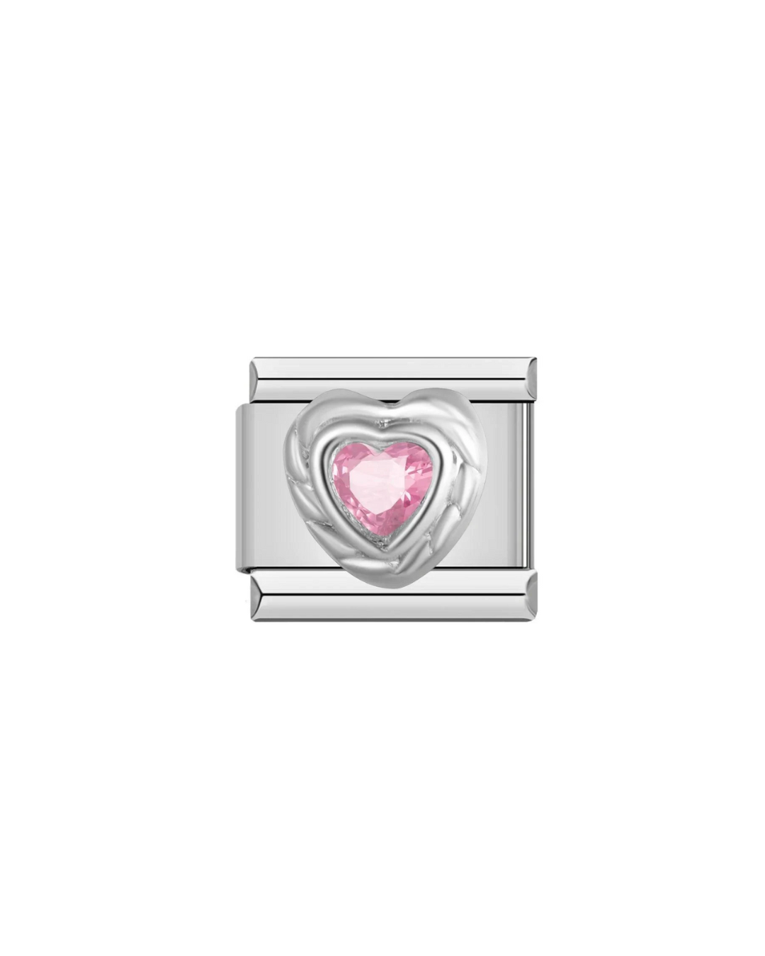 Pink Heart- Silver Italian Charm