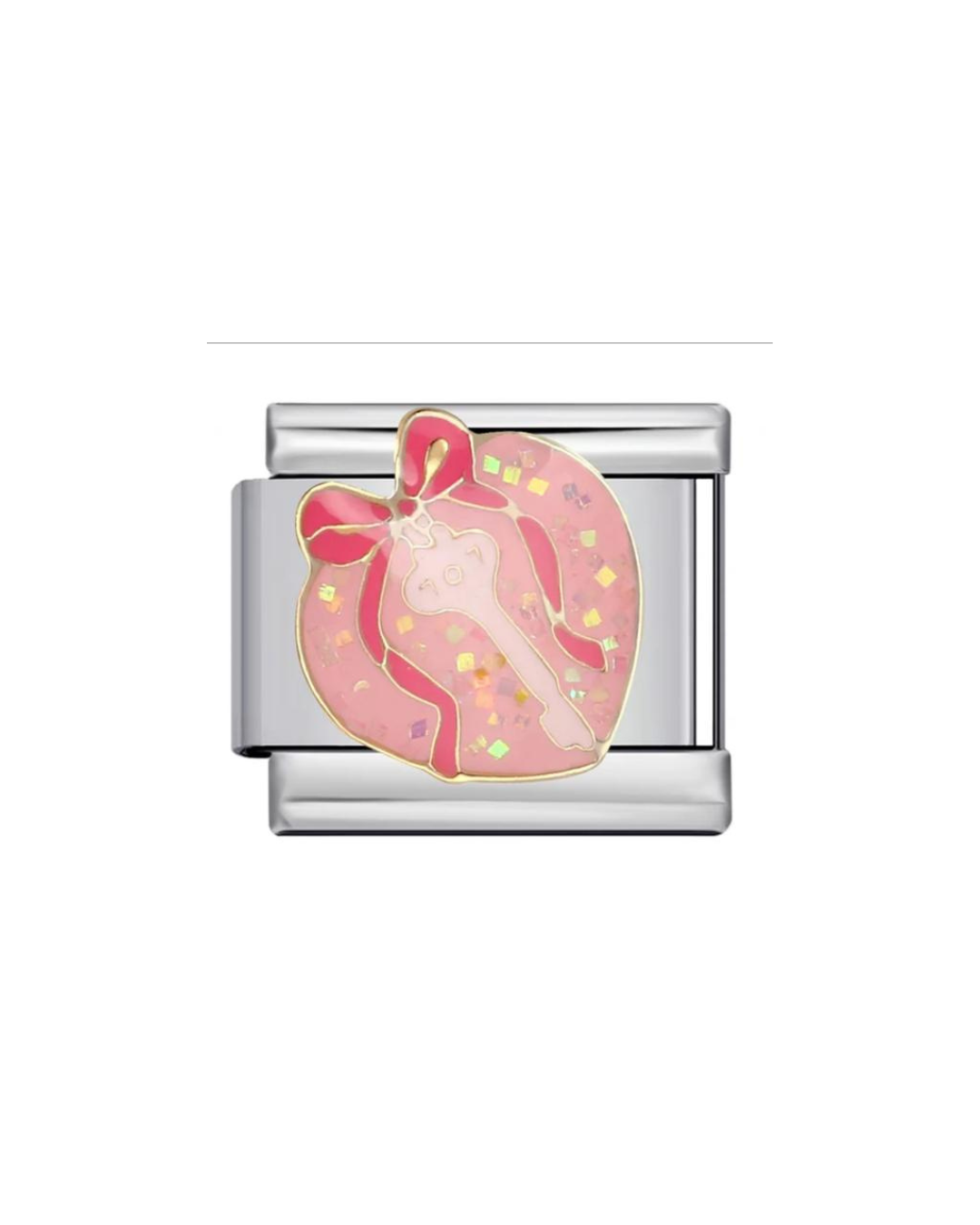 Pink Bow Key - Silver Italian Charm