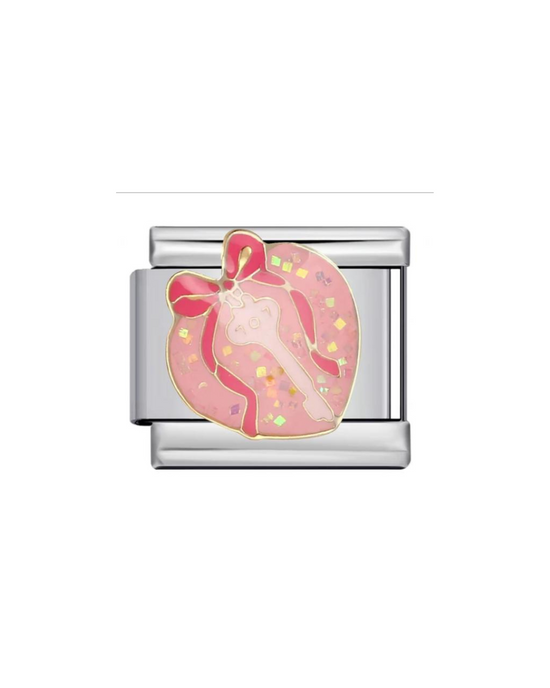 Pink Bow Key - Silver Italian Charm