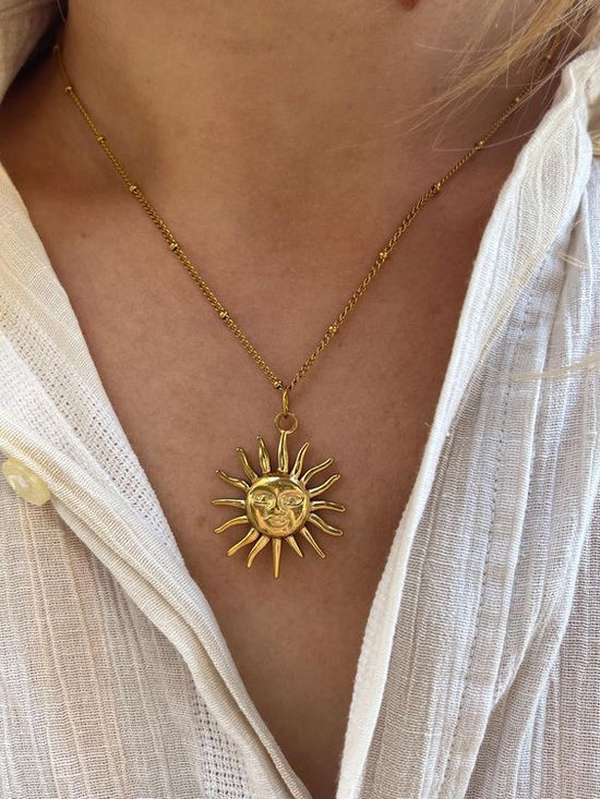 Statement Sun Necklace- Stainless Steel