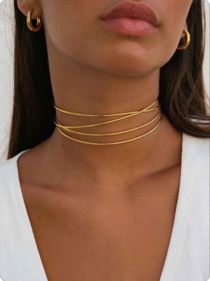 Gold Choker Layered- Stainless Steel