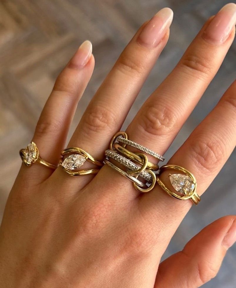 Crystal Layered Gold Plated Ring