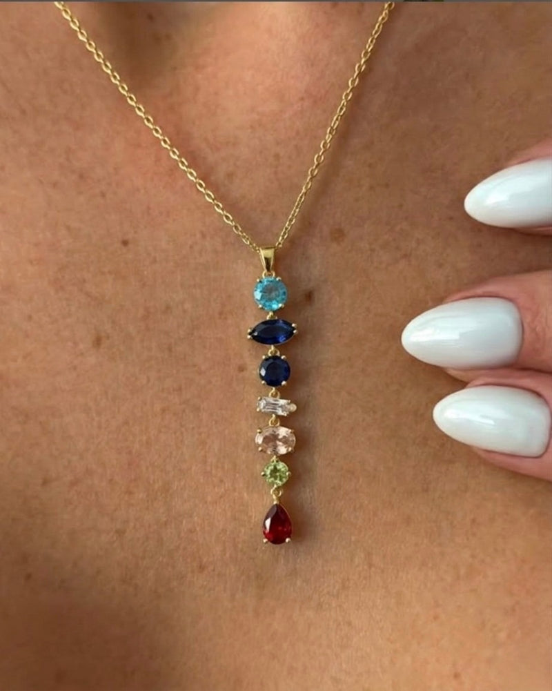 Rainbow Drop Necklace (Gold Plated)