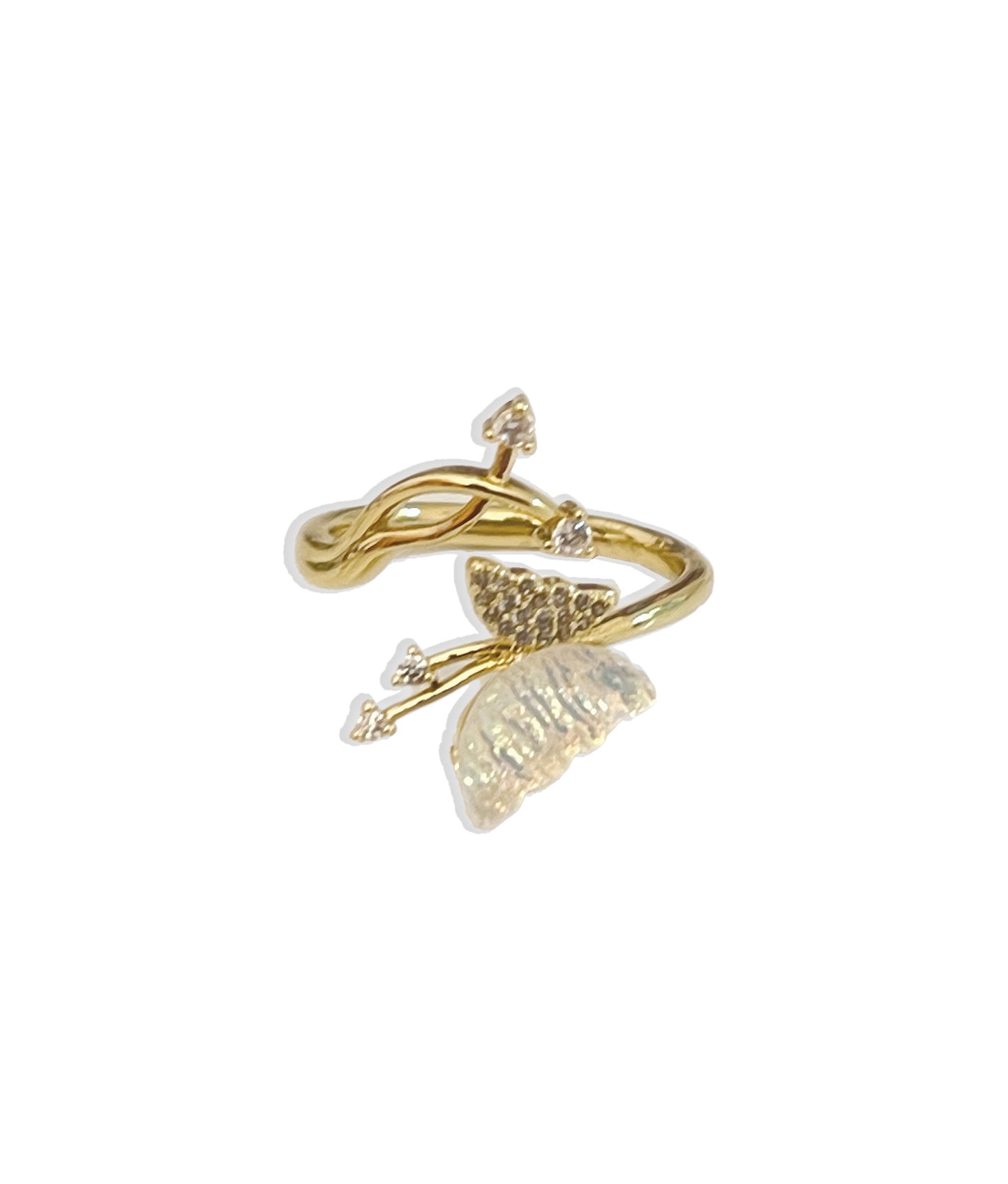 Crystal Butterfly Ring- Gold Plated