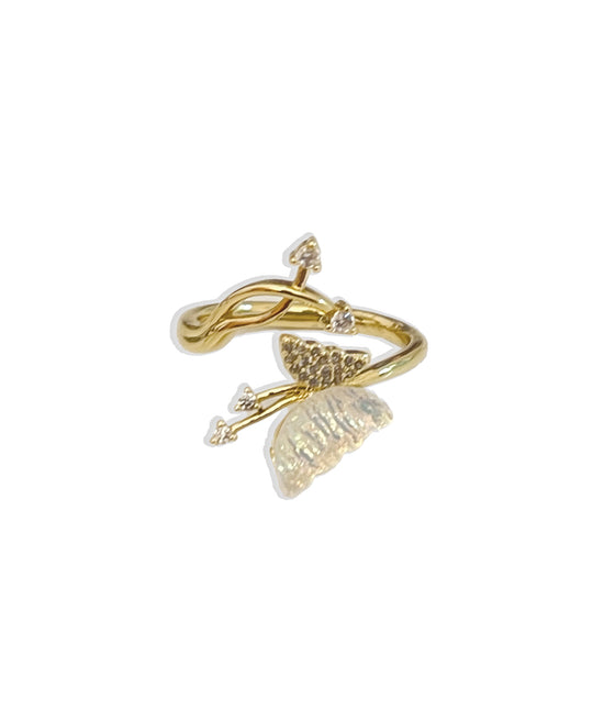 Crystal Butterfly Ring- Gold Plated