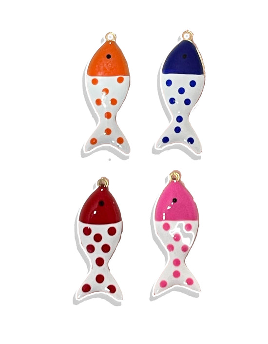 Polka Dotted Fish- Stainless Steel Charm
