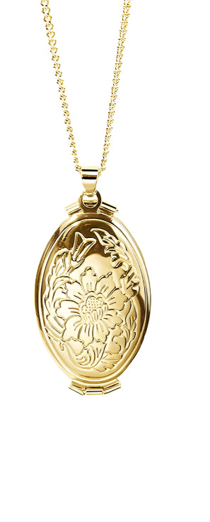4 Sided Locket Necklace (Gold Plated)