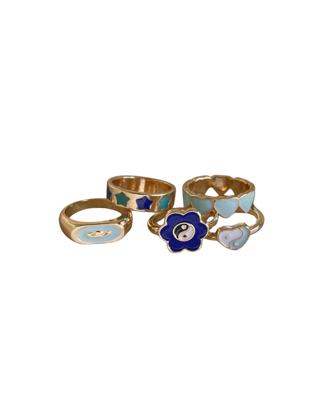 Blue Pinterest Ring Set