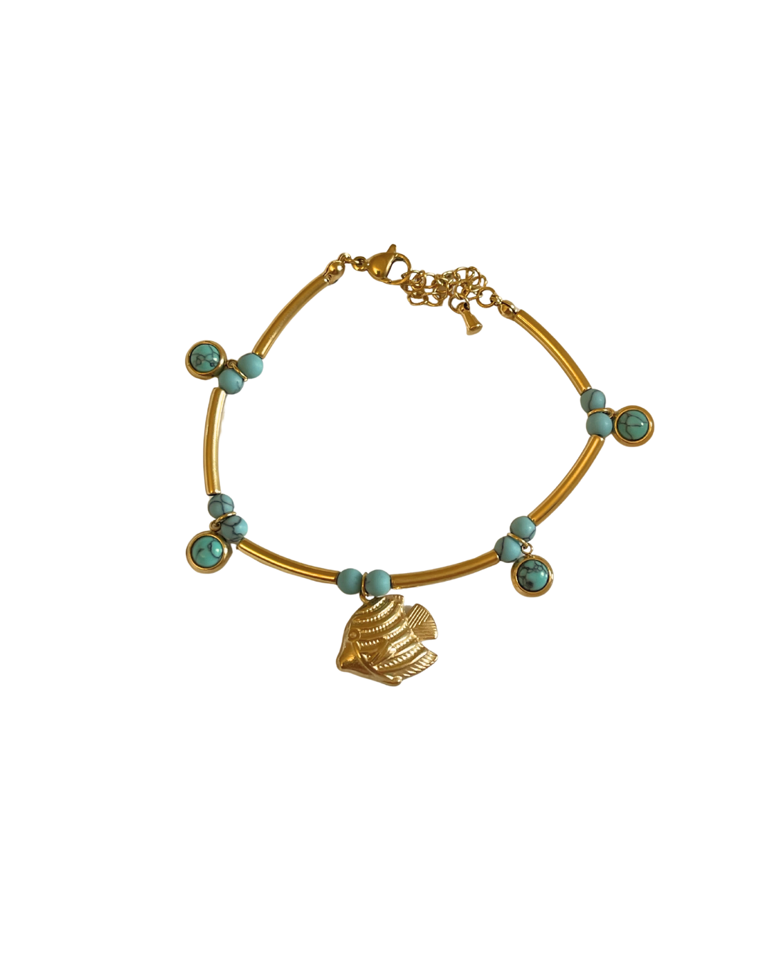 Blue Stones Fish Bracelet (Stainless Steel)