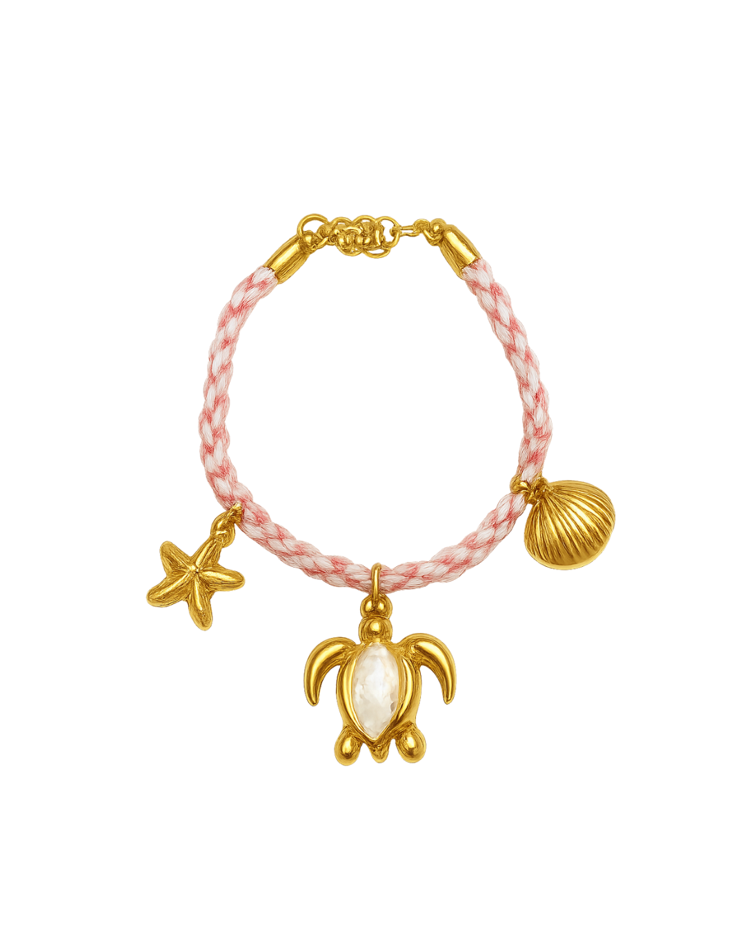 Summer Feels Charm Fabric Bracelet (Stainless Steel)