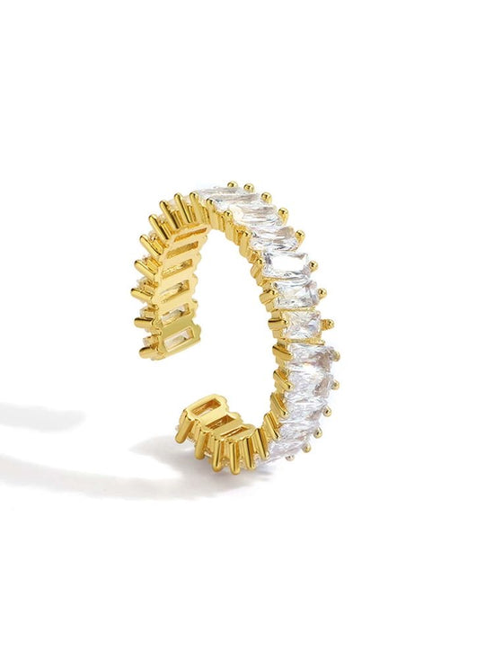 Crystal Tennis Ring (Gold Plated + Adjustable)