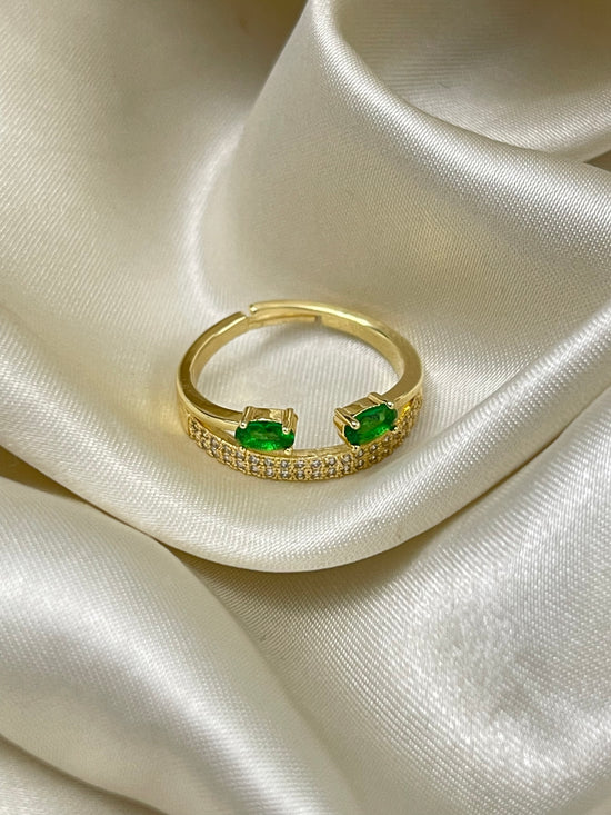 Emerald Crystal Gold Plated Ring