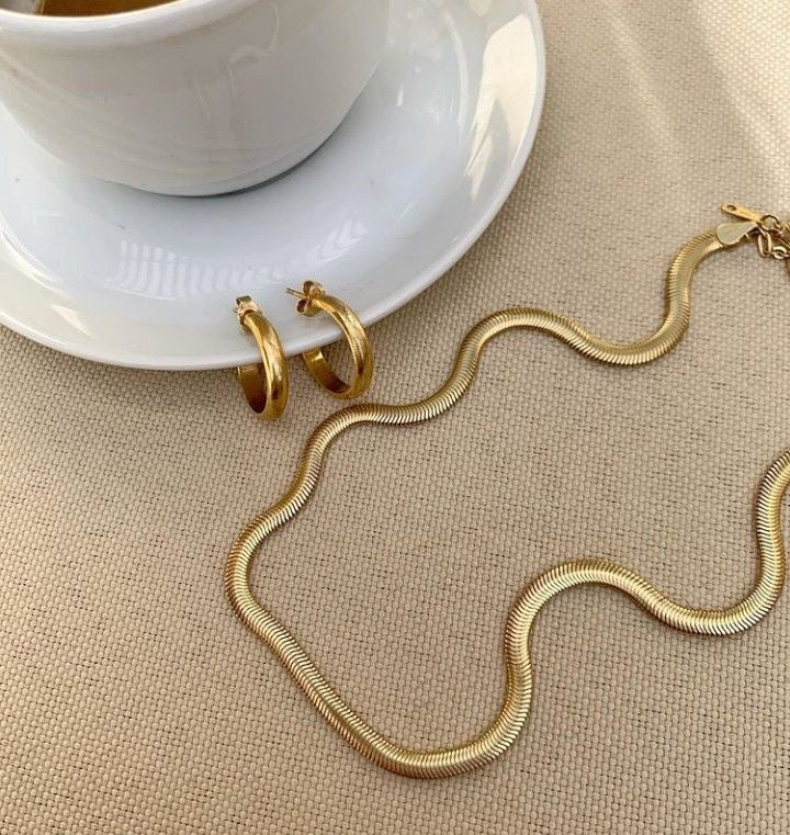 Thick Stainless Steel Snake Necklace