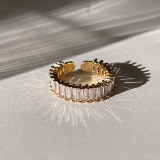 Crystal Tennis Ring (Gold Plated + Adjustable)