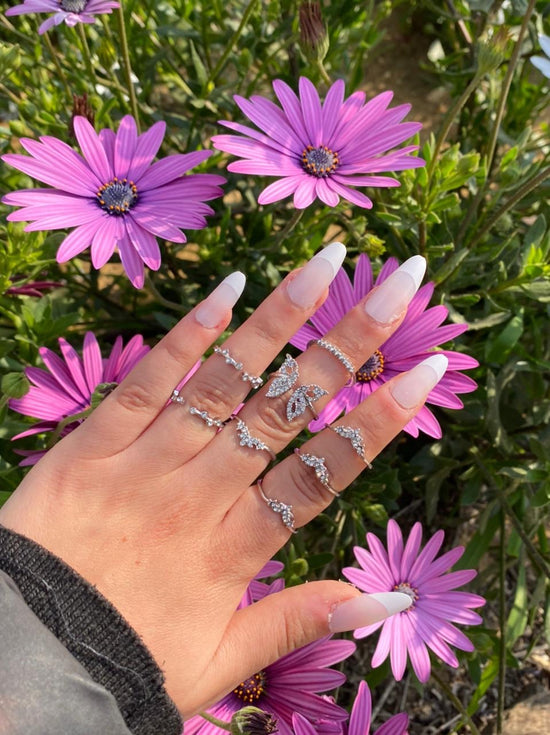 Sparkly Butterfly Ring Set