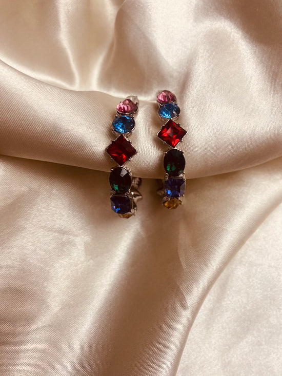 Colorful Crystal Hoop Earrings