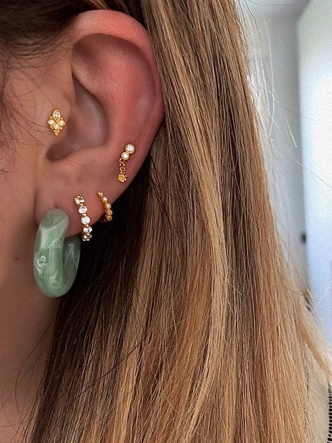 Mini Sage Green Hoop Earrings