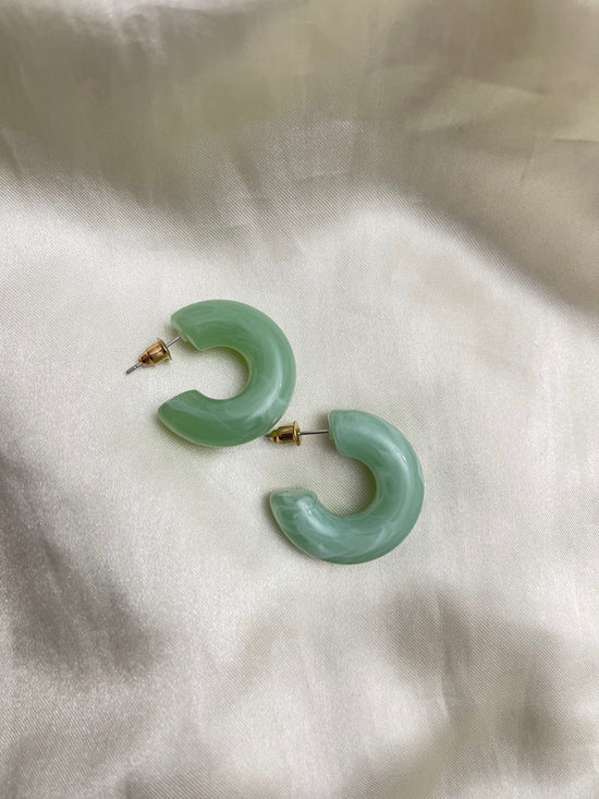 Mini Sage Green Hoop Earrings